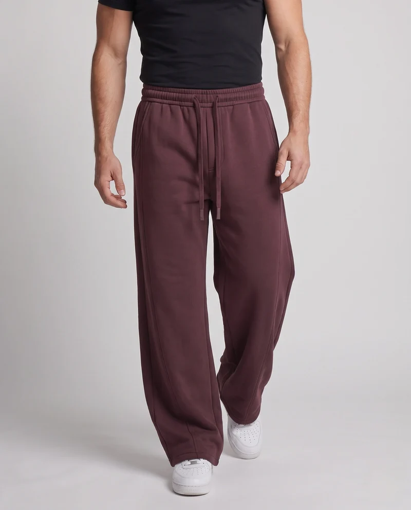 Unisex Weite Oversize Fleece-Hose mit Kordelzug und dekorativen Teilungsnähten