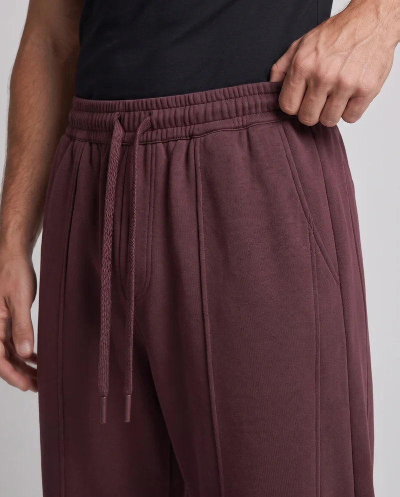 Unisex Weite Oversize Fleece-Hose mit Kordelzug und dekorativen Teilungsnähten