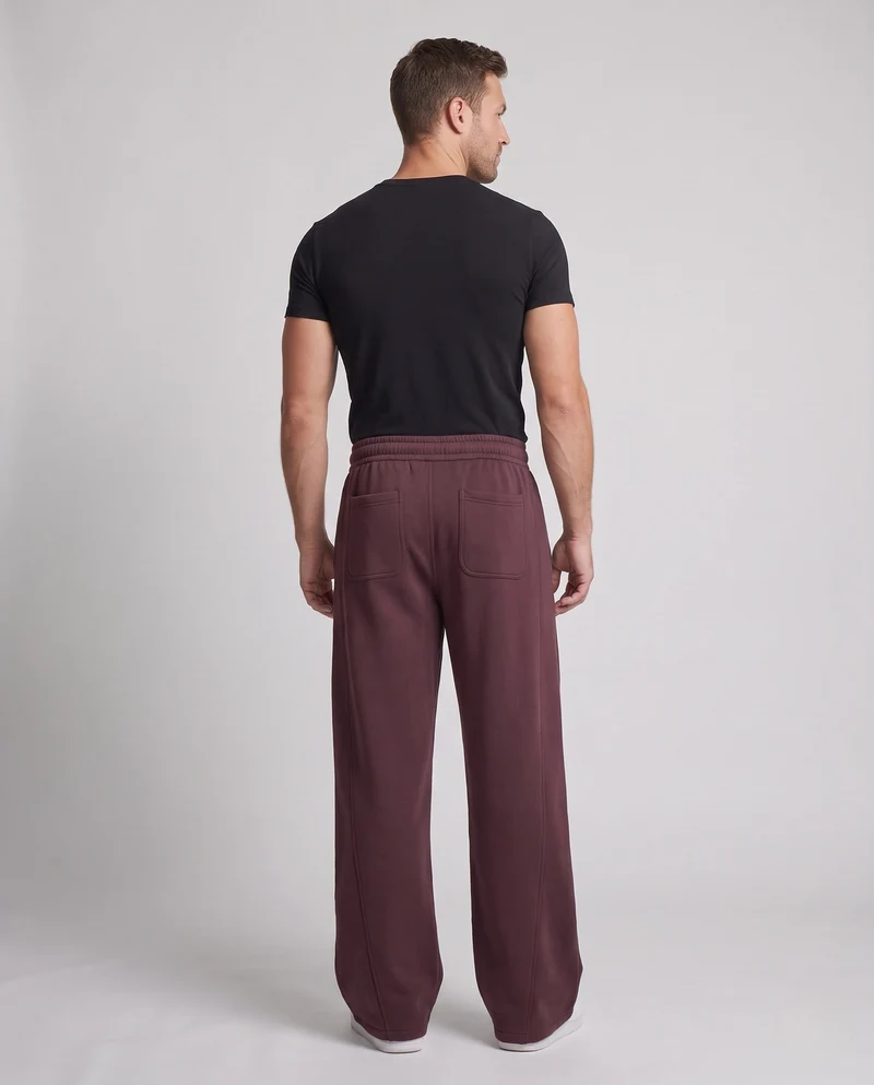 Unisex Weite Oversize Fleece-Hose mit Kordelzug und dekorativen Teilungsnähten