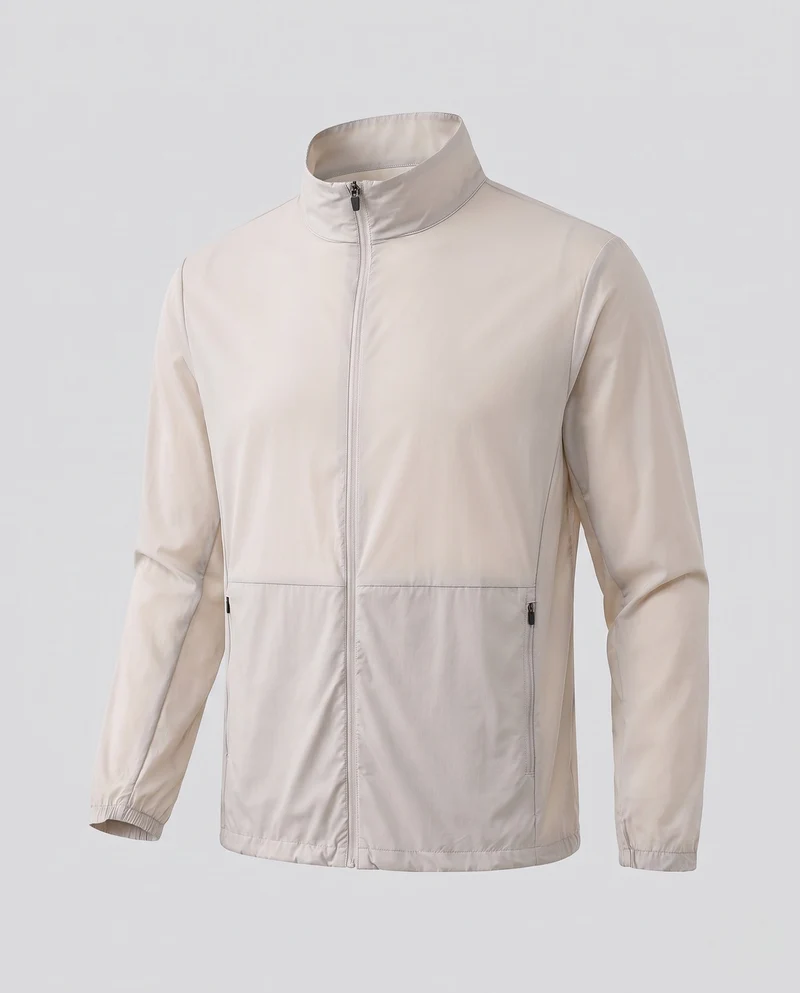 Unisex Ultraleichte Zip-Übergangsjacke mit Stehkragen, Reißverschlusstaschen & windabweisendem Material