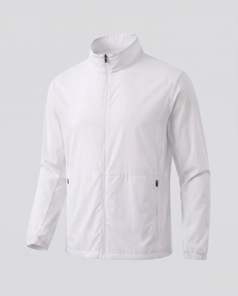 Unisex Ultraleichte Zip-Übergangsjacke mit Stehkragen, Reißverschlusstaschen & windabweisendem Material