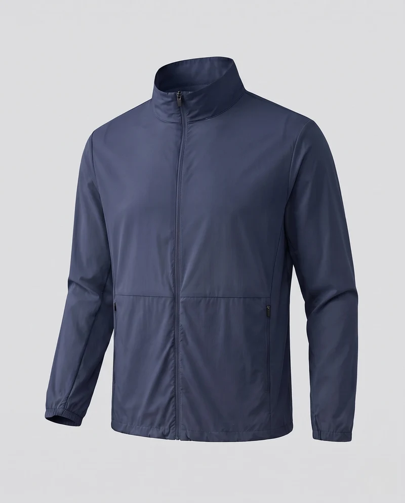 Unisex Ultraleichte Zip-Übergangsjacke mit Stehkragen, Reißverschlusstaschen & windabweisendem Material
