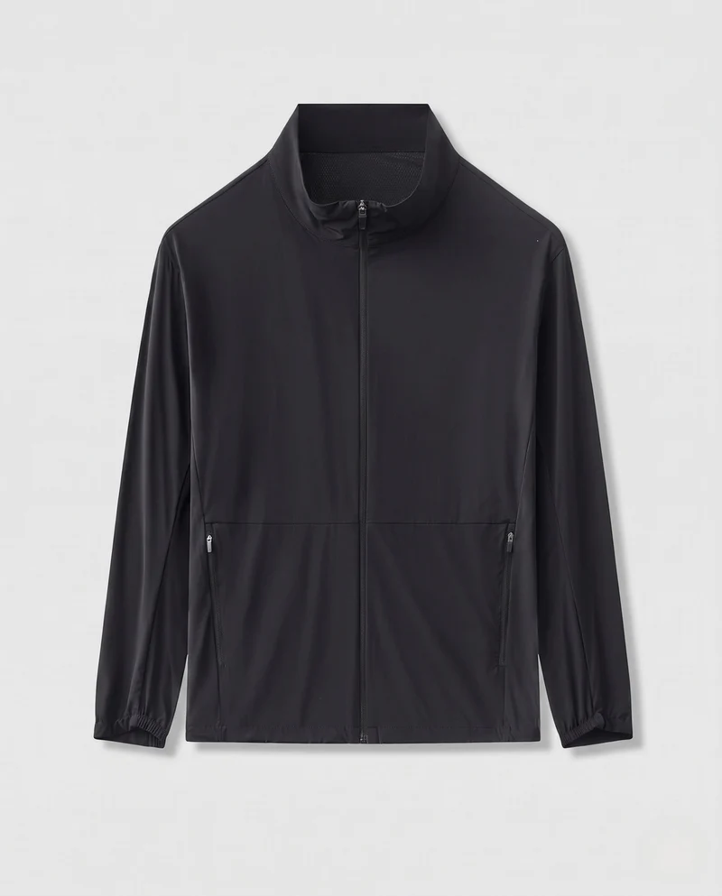 Unisex Ultraleichte Zip-Übergangsjacke mit Stehkragen, Reißverschlusstaschen & windabweisendem Material