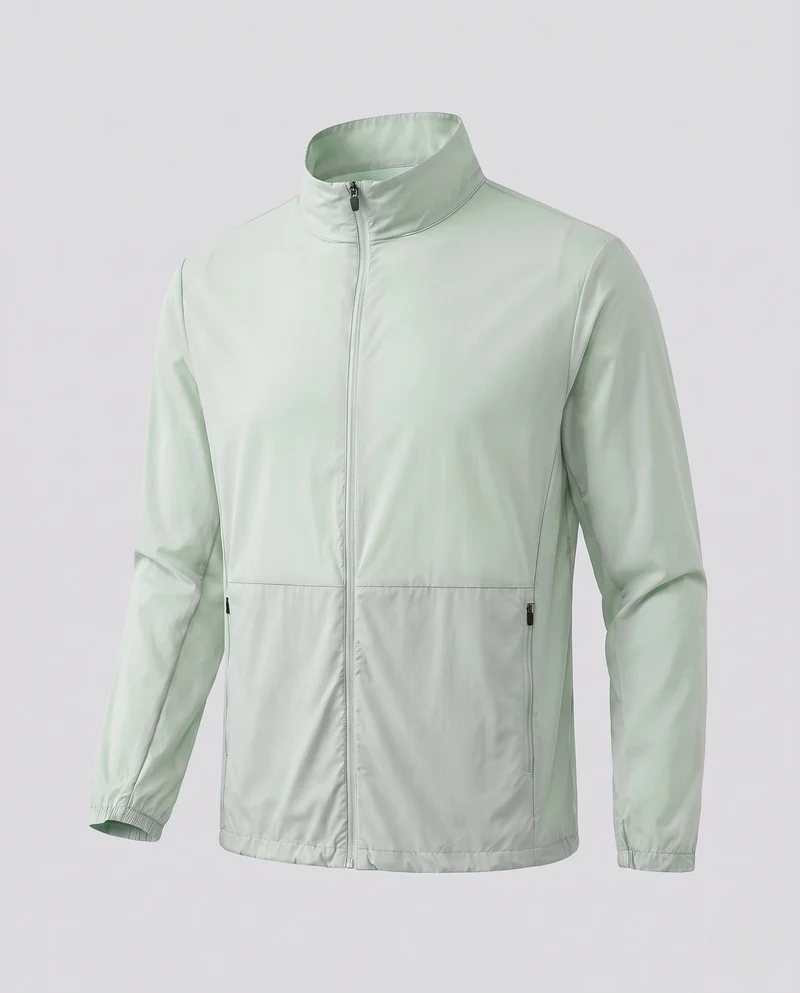 Unisex Ultraleichte Zip-Übergangsjacke mit Stehkragen, Reißverschlusstaschen & windabweisendem Material