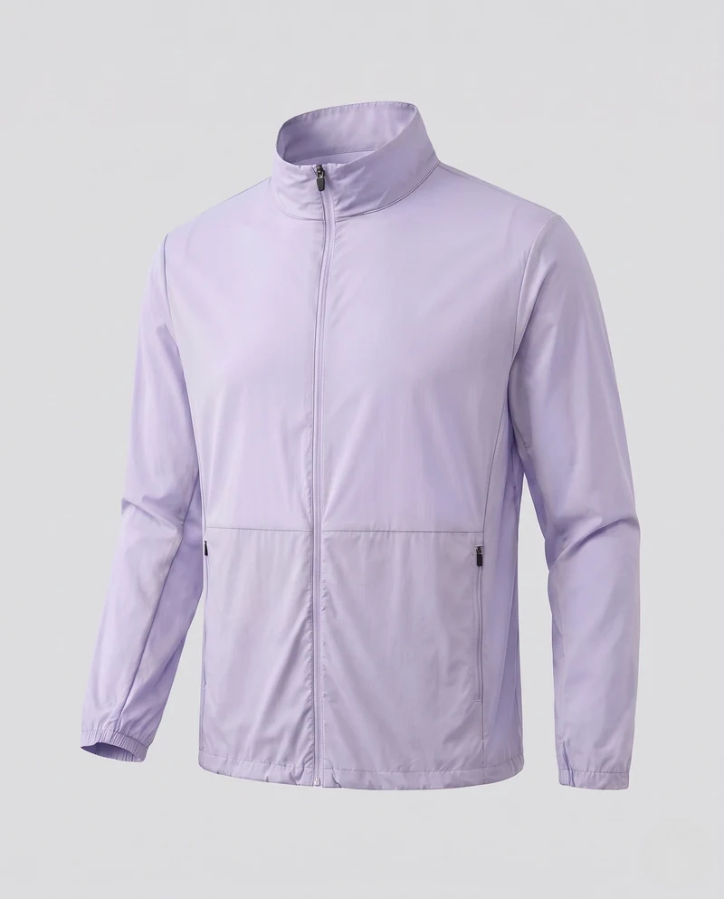 Unisex Ultraleichte Zip-Übergangsjacke mit Stehkragen, Reißverschlusstaschen & windabweisendem Material