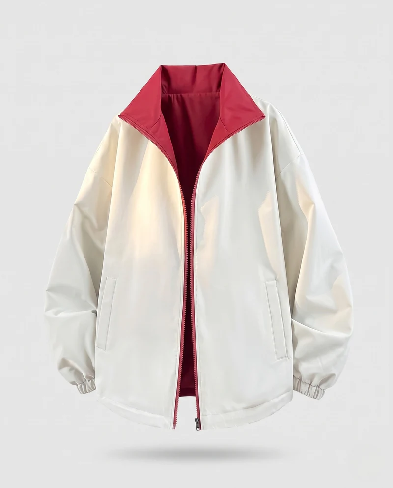 Unisex Wendewindjacke mit hochschließendem Kragen, Reißverschluss & elastischen Bündchen