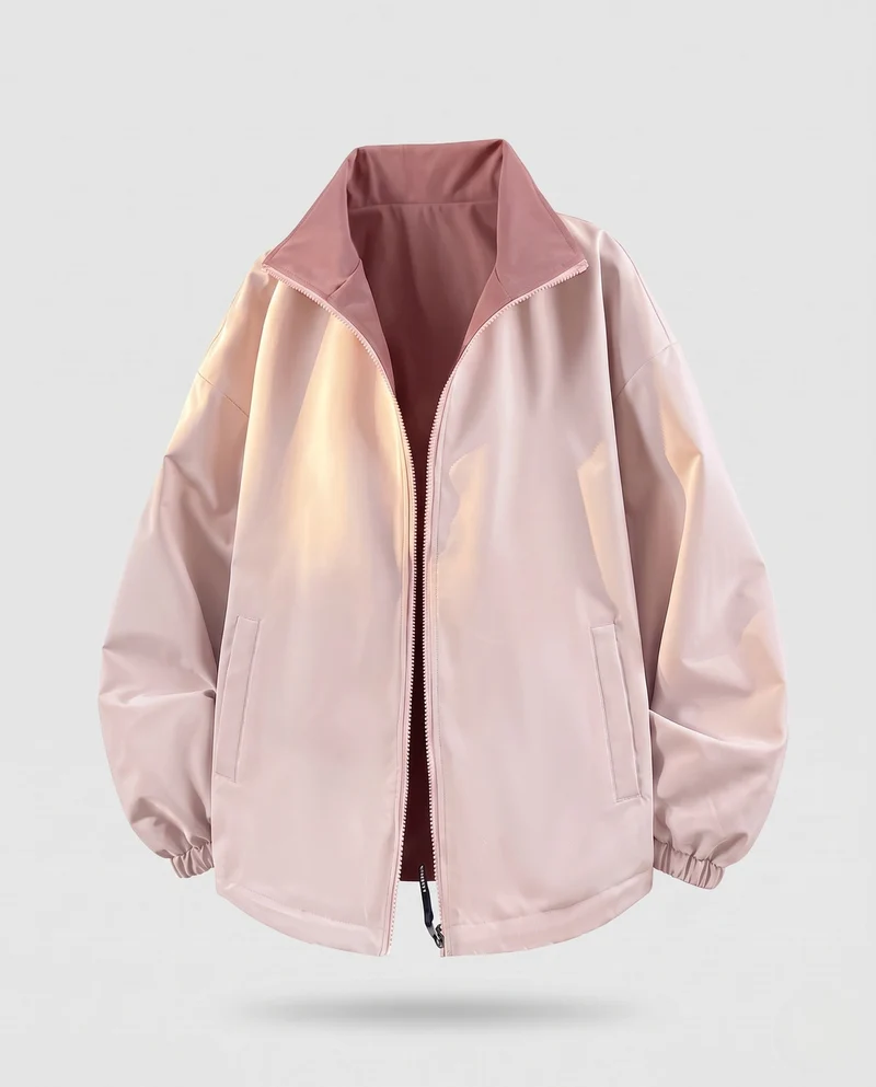 Unisex Wendewindjacke mit hochschließendem Kragen, Reißverschluss & elastischen Bündchen