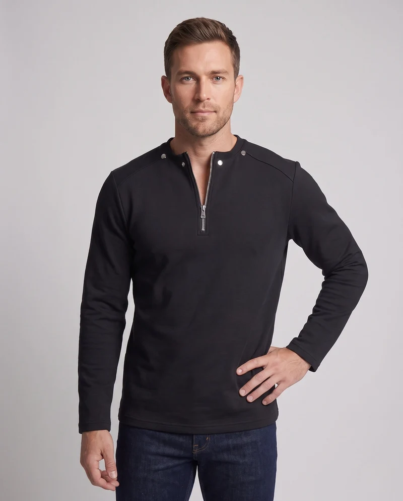 Herren stilvoller Pullover mit Stehkragen und Reißverschluss Nord Taschen