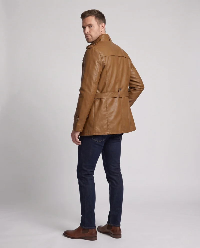 Herren Stilvolle Kunstlederjacke Nord Taschen