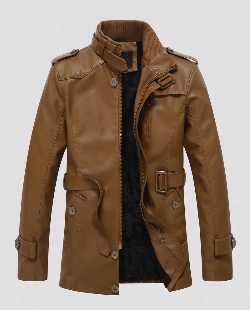 Herren Stilvolle Kunstlederjacke Nord Taschen