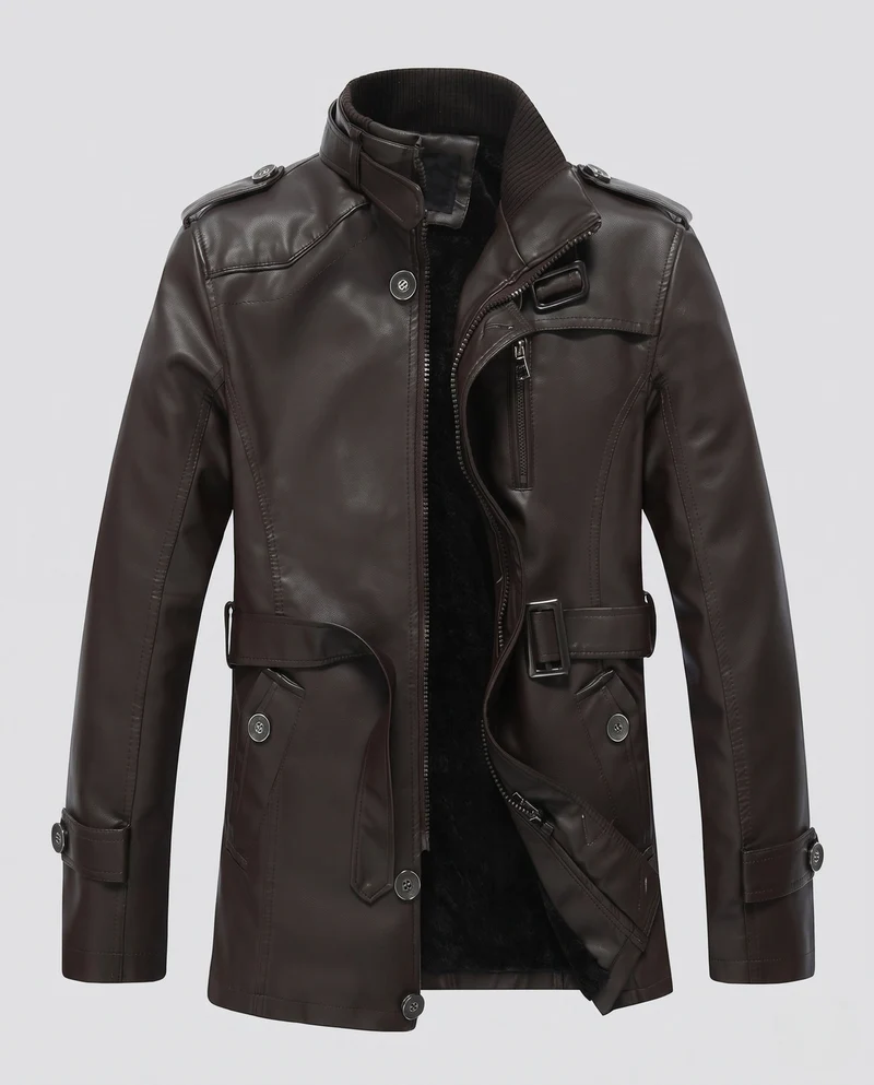 Herren Stilvolle Kunstlederjacke Nord Taschen