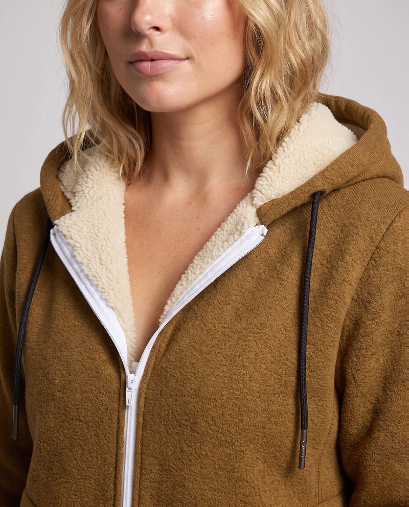 Damen Kuschelige Kapuzenjacke Nord Taschen