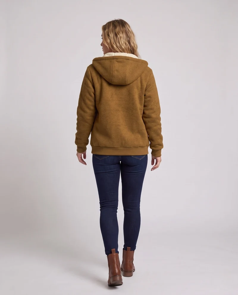 Damen Kuschelige Kapuzenjacke Nord Taschen