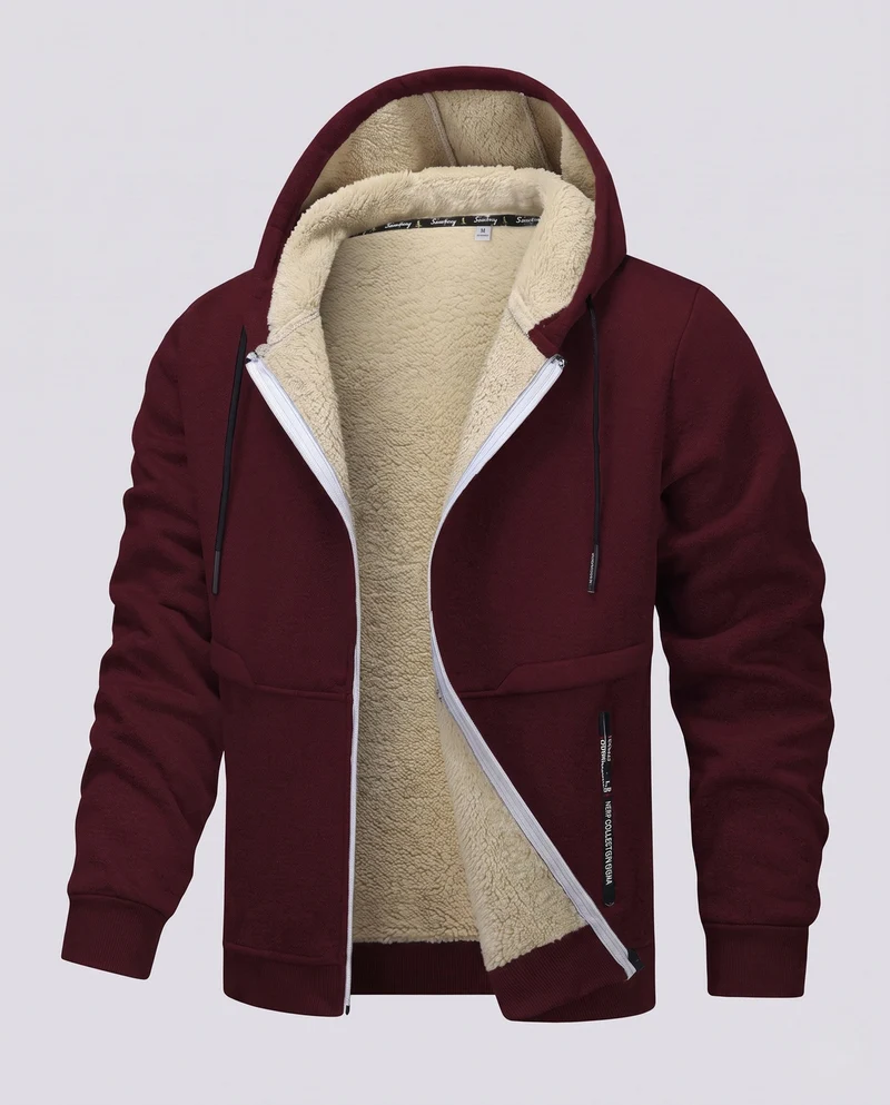 Damen Kuschelige Kapuzenjacke Nord Taschen