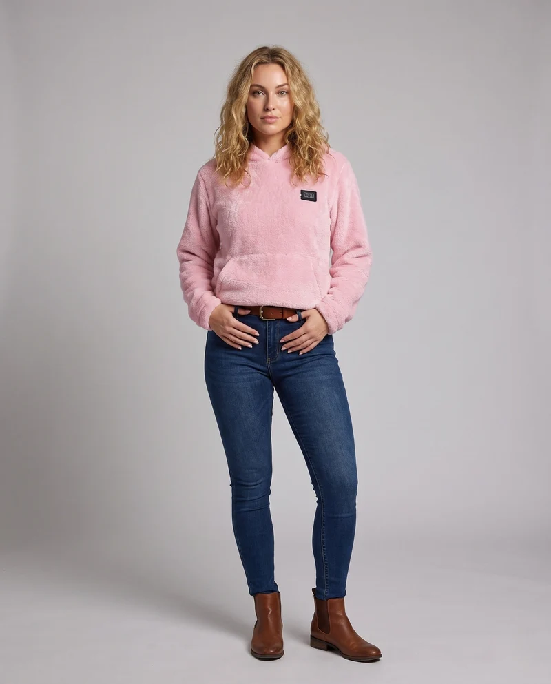 Damen Kuscheliger Fleece-Kapuzenpullover Nord Taschen