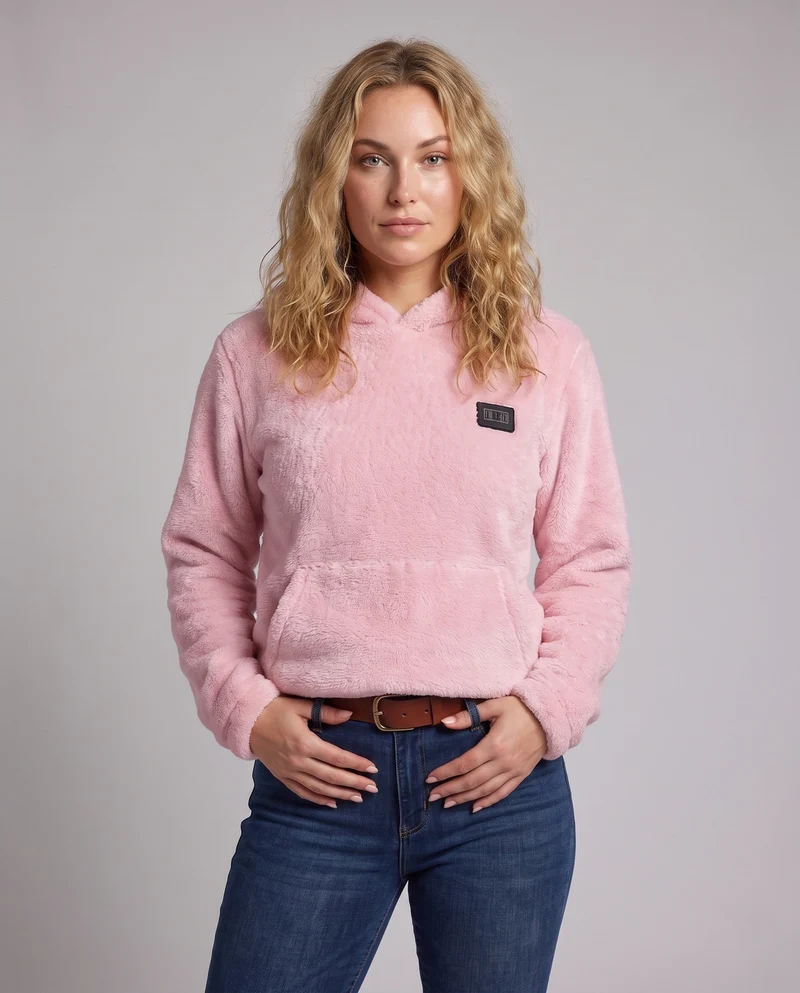 Damen Kuscheliger Fleece-Kapuzenpullover Nord Taschen