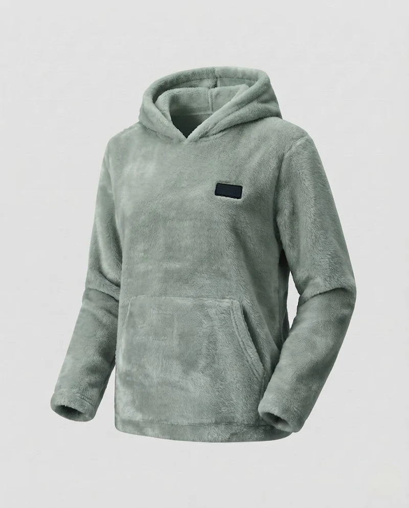 Damen Kuscheliger Fleece-Kapuzenpullover Nord Taschen