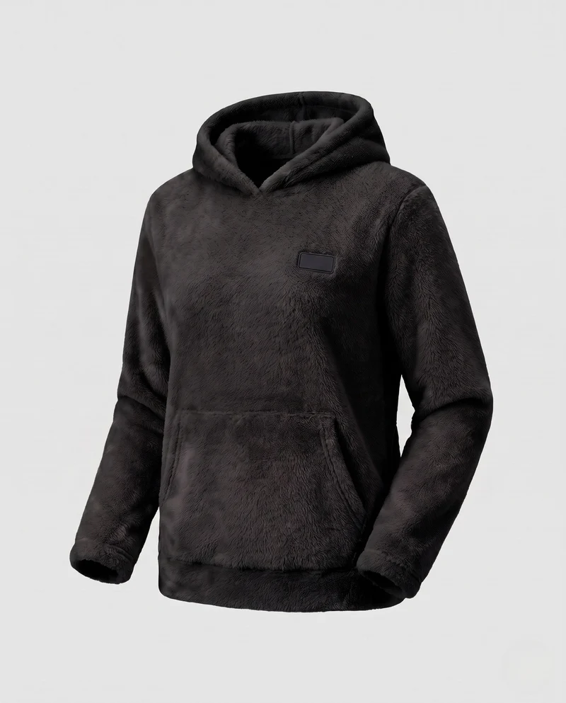 Damen Kuscheliger Fleece-Kapuzenpullover Nord Taschen