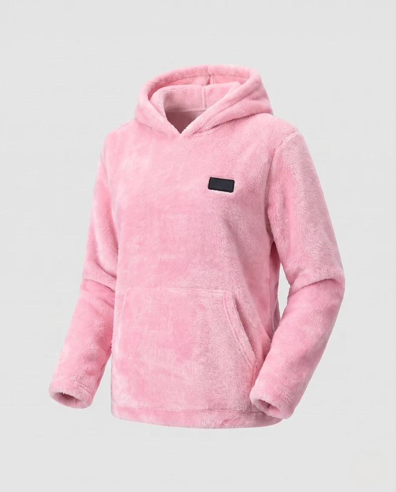 Damen Kuscheliger Fleece-Kapuzenpullover Nord Taschen