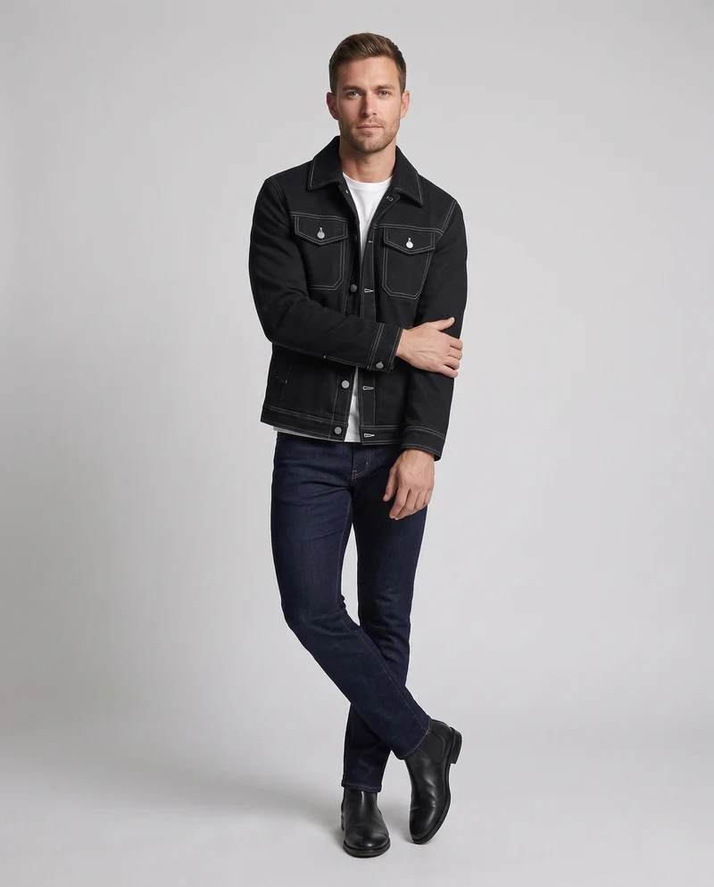 Herren Denimjacke mit Stehkragen und praktischen Taschen Nord Taschen