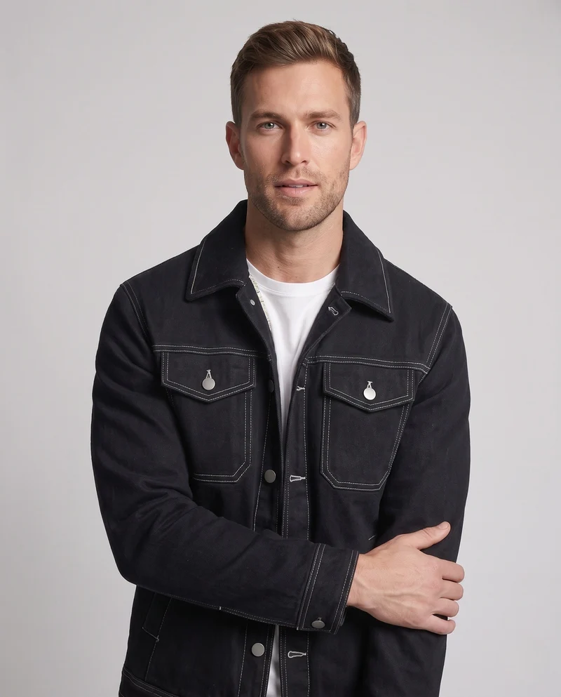 Herren Denimjacke mit Stehkragen und praktischen Taschen Nord Taschen