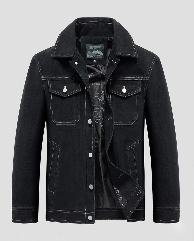 Herren Denimjacke mit Stehkragen und praktischen Taschen Nord Taschen