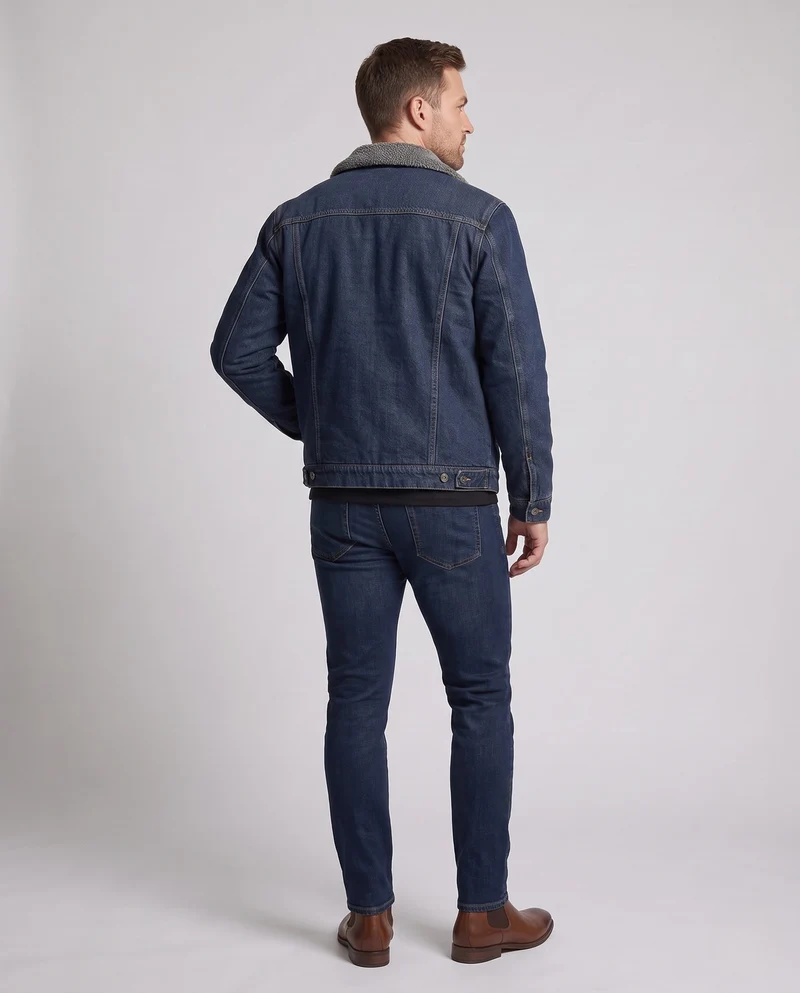 Herren Denimjacke mit Teddyfellfutter Nord Taschen