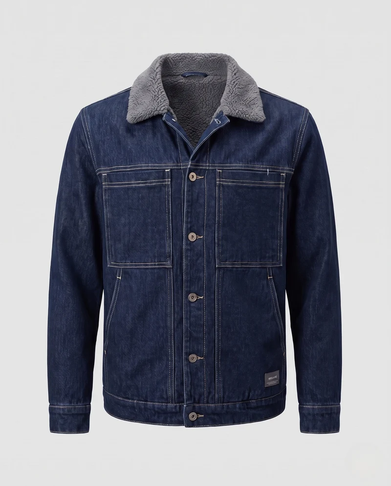Herren Denimjacke mit Teddyfellfutter Nord Taschen
