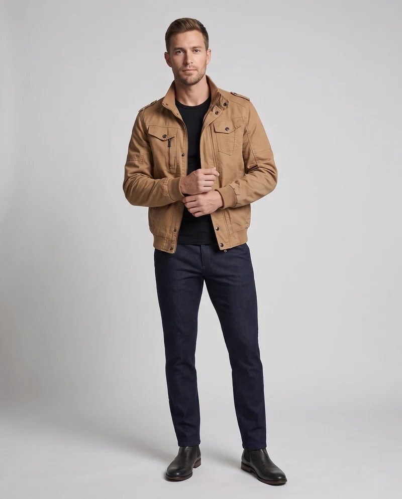 Herren Modische Utility-Jacke mit mehreren Taschen Nord Taschen