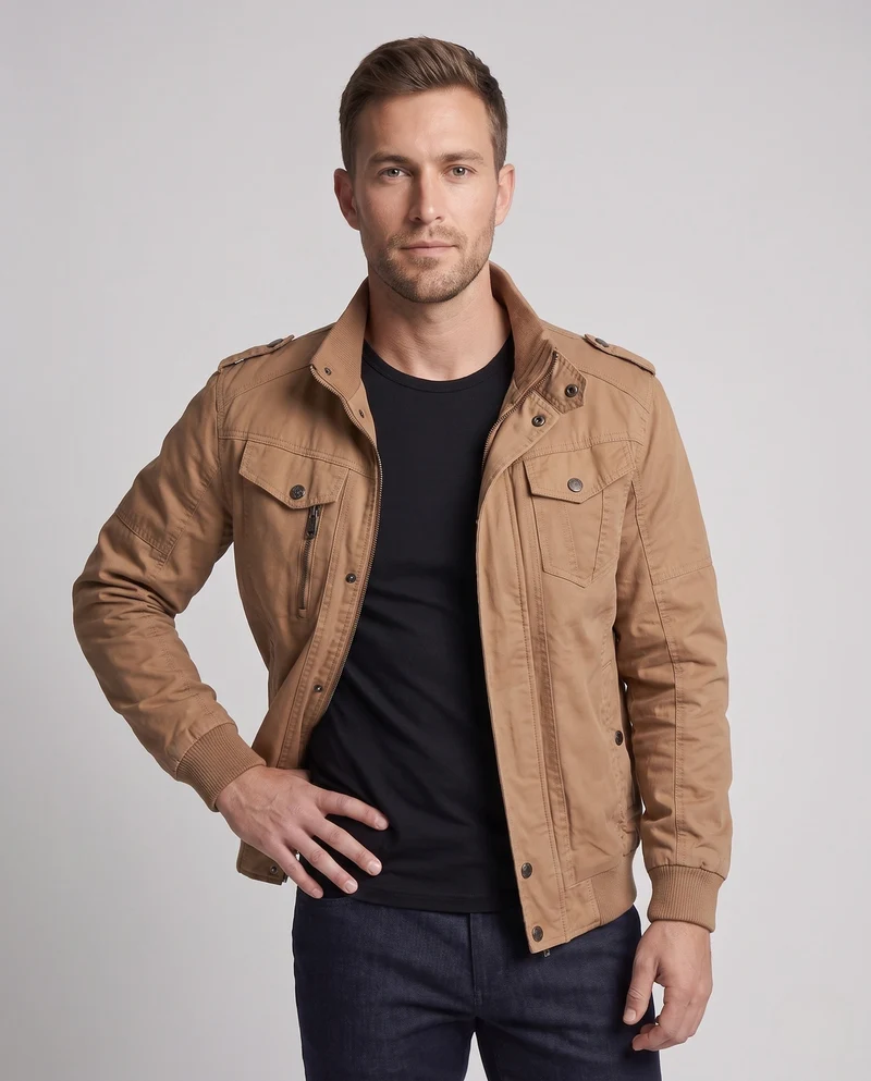 Herren Modische Utility-Jacke mit mehreren Taschen Nord Taschen