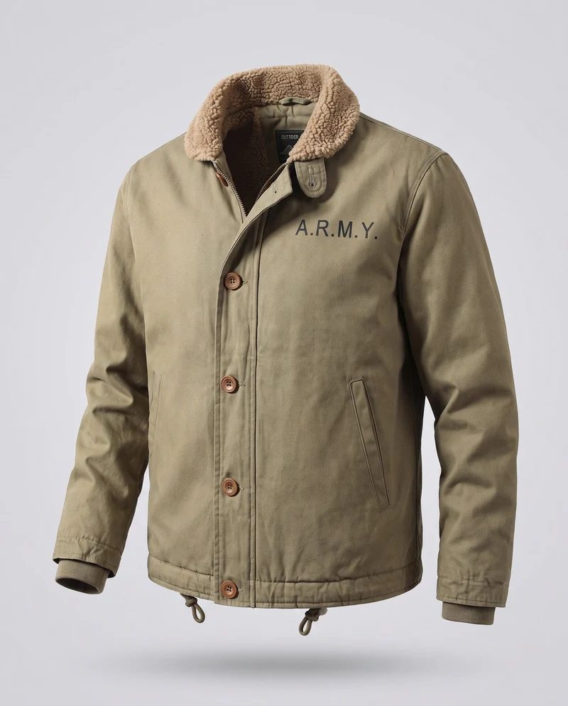 Herren Modische Utility-Jacke mit Teddyfutter Nord Taschen