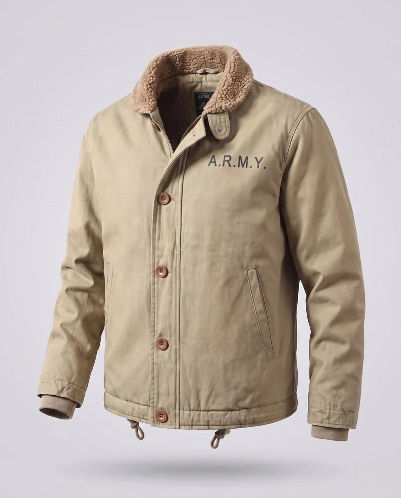 Herren Modische Utility-Jacke mit Teddyfutter Nord Taschen