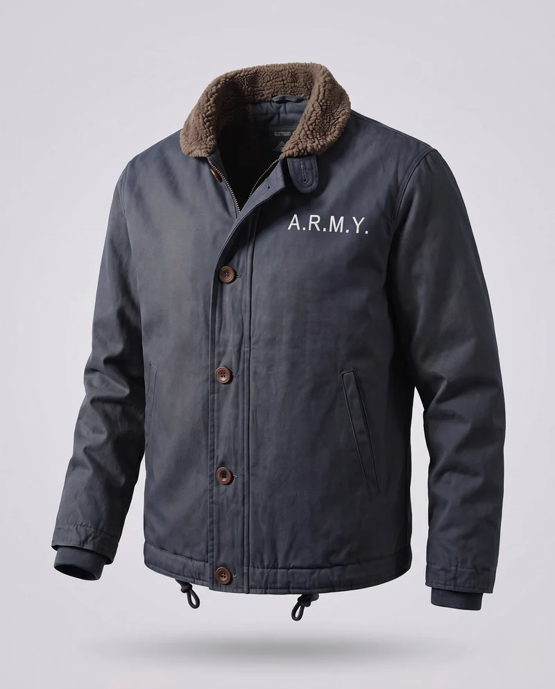 Herren Modische Utility-Jacke mit Teddyfutter Nord Taschen