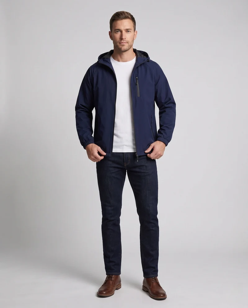 Herren Leichte Outdoor-Jacke mit verstellbarem Kapuzenverschluss Nord Taschen