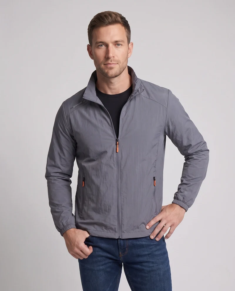Herren Leichte Outdoorjacke mit hohem Kragen Nord Taschen