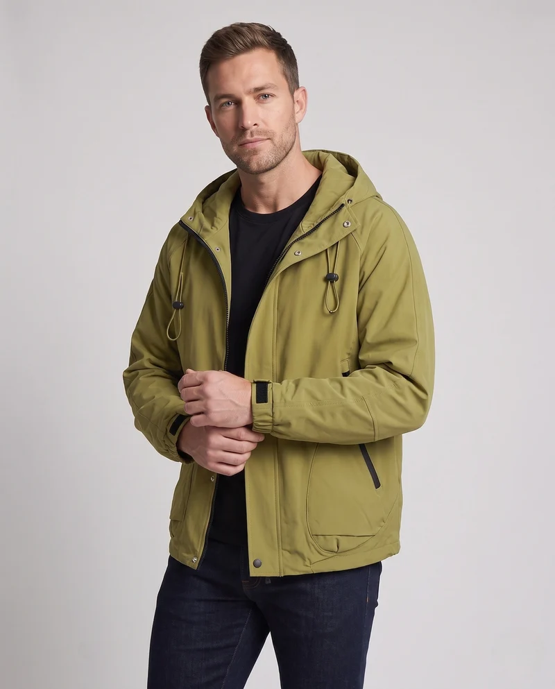 Herren Leichte Outdoorjacke mit verstellbarem Kapuzenverschluss Nord Taschen