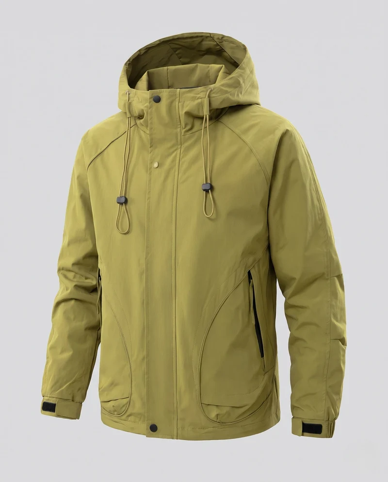 Herren Leichte Outdoorjacke mit verstellbarem Kapuzenverschluss Nord Taschen