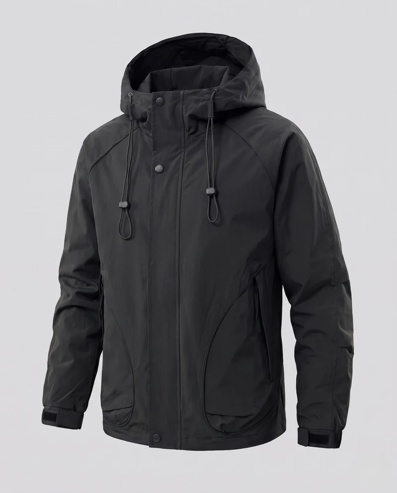 Herren Leichte Outdoorjacke mit verstellbarem Kapuzenverschluss Nord Taschen