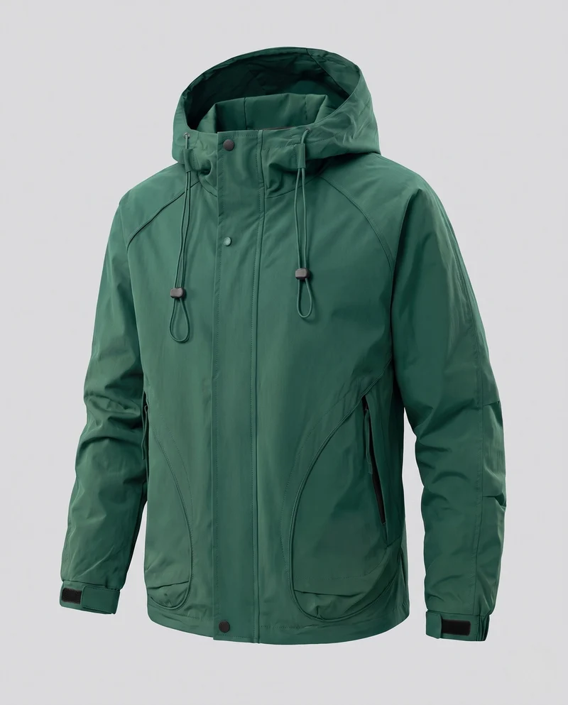 Herren Leichte Outdoorjacke mit verstellbarem Kapuzenverschluss Nord Taschen