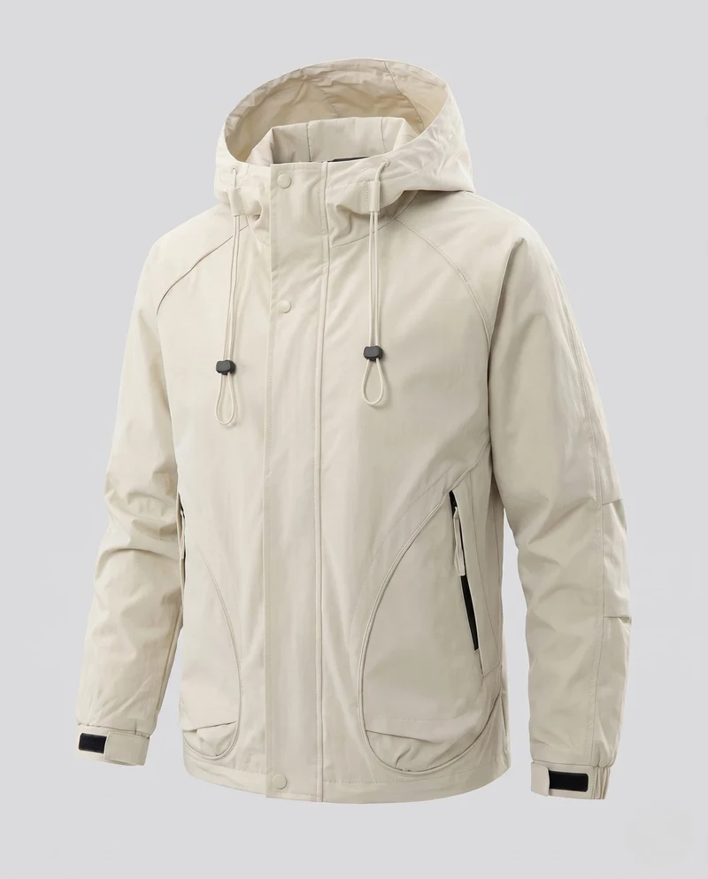 Herren Leichte Outdoorjacke mit verstellbarem Kapuzenverschluss Nord Taschen