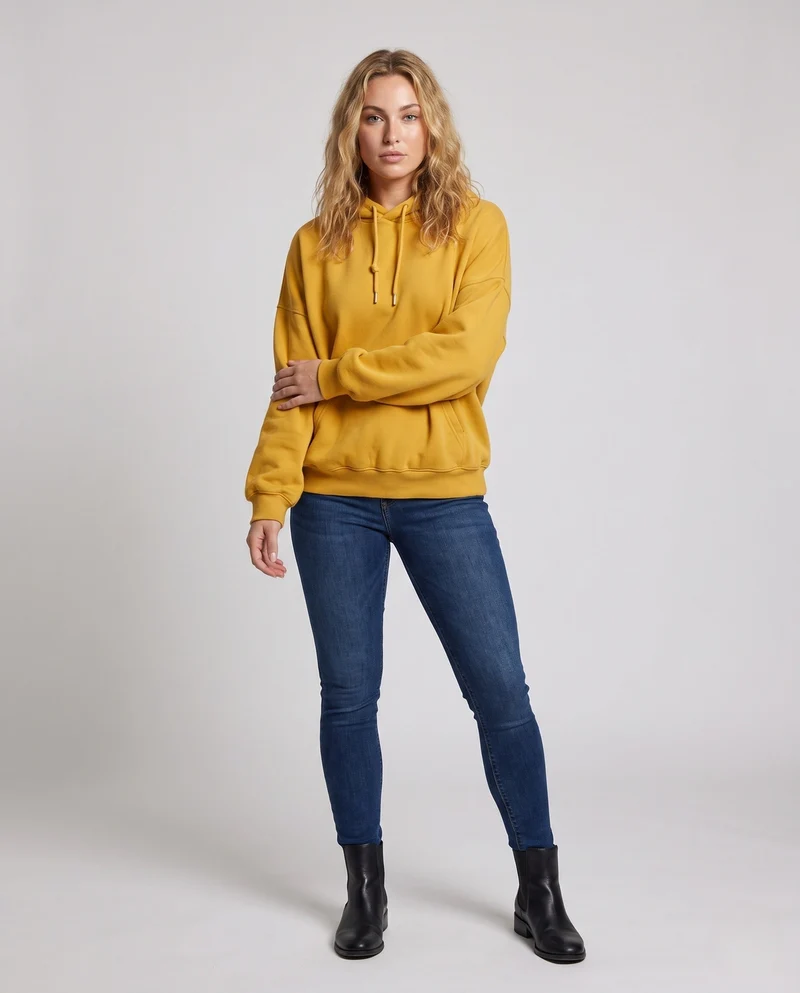 Damen Oversized Hoodie mit Kängurutasche und überschnittenen Schultern Nord Taschen