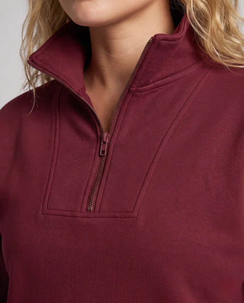 Damen Oversize Halb-Zip Sweatshirt mit Kängurutasche und Daumenlöchern Nord Taschen