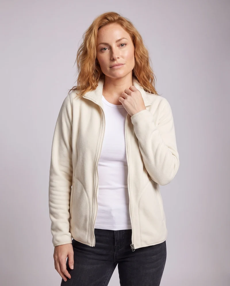 Damen warme Fleecejacke mit Teddyfutter, Stehkragen und durchgehendem Reißverschluss Nord Taschen