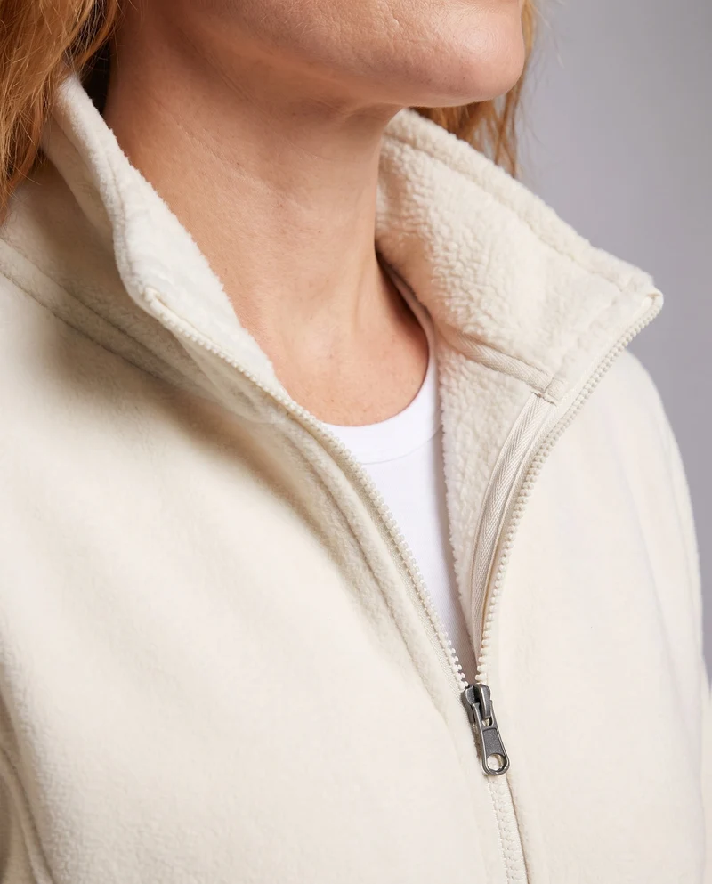 Damen warme Fleecejacke mit Teddyfutter, Stehkragen und durchgehendem Reißverschluss Nord Taschen