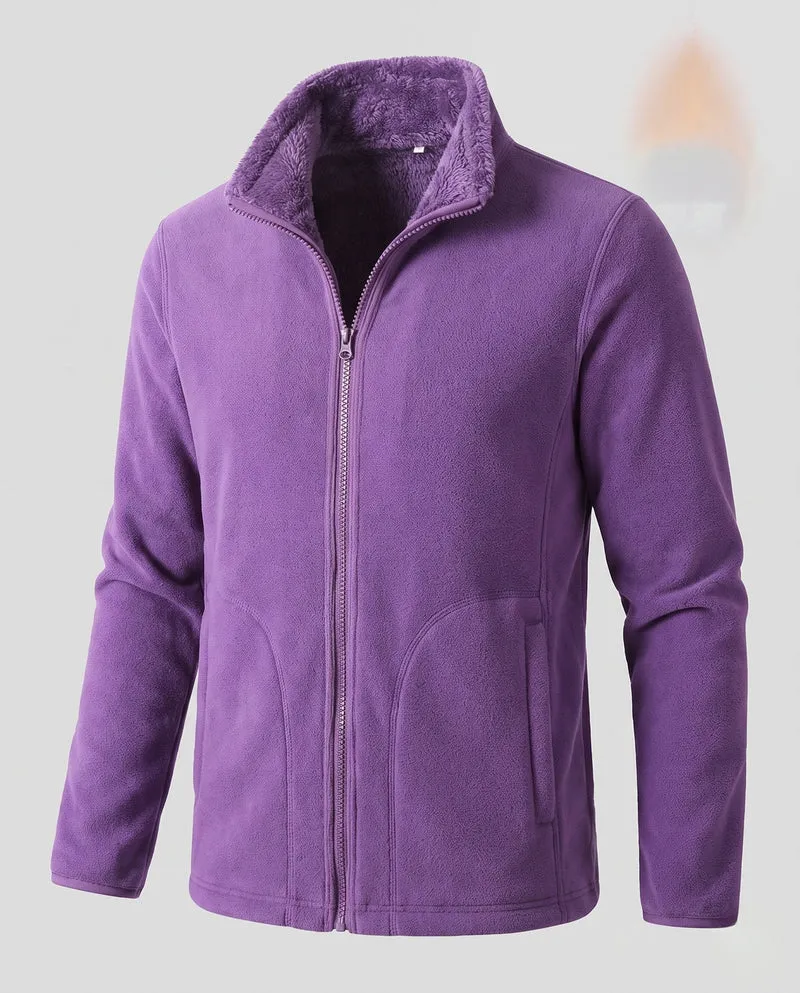 Damen warme Fleecejacke mit Teddyfutter, Stehkragen und durchgehendem Reißverschluss Nord Taschen