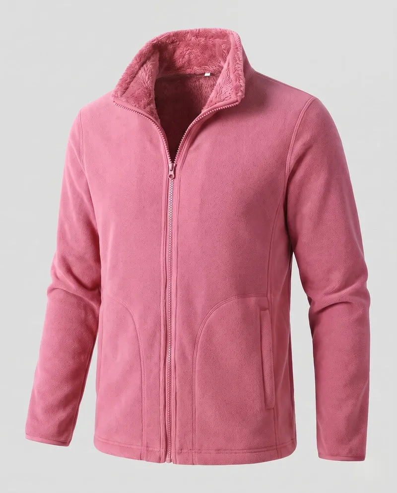 Damen warme Fleecejacke mit Teddyfutter, Stehkragen und durchgehendem Reißverschluss Nord Taschen
