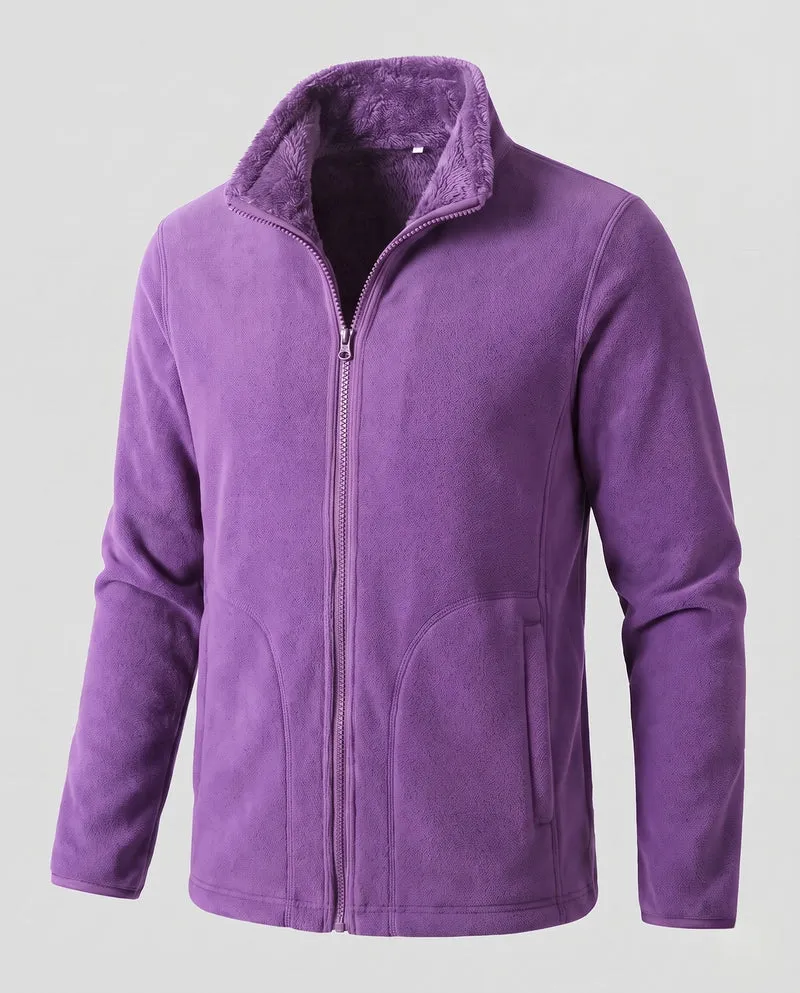 Damen warme Fleecejacke mit Teddyfutter, Stehkragen und durchgehendem Reißverschluss Nord Taschen