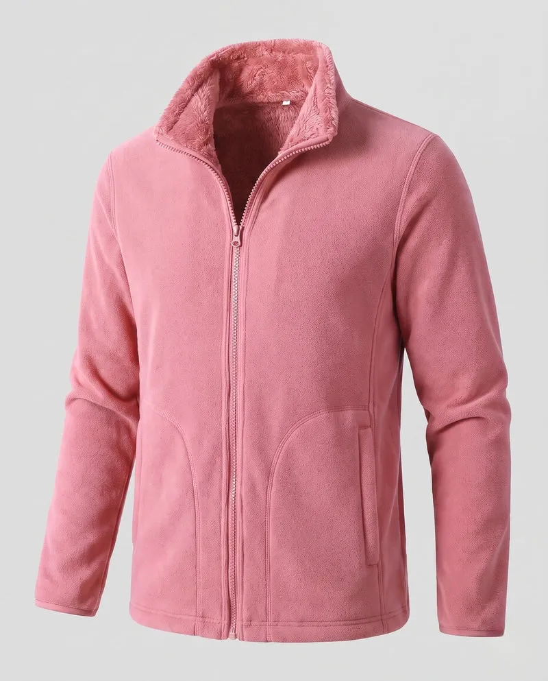 Damen warme Fleecejacke mit Teddyfutter, Stehkragen und durchgehendem Reißverschluss Nord Taschen