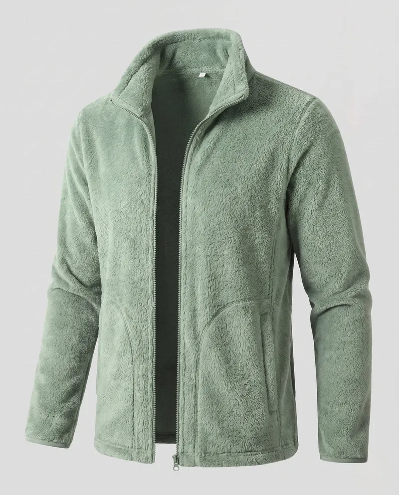Damen warme Fleecejacke mit Teddyfutter, Stehkragen und durchgehendem Reißverschluss Nord Taschen