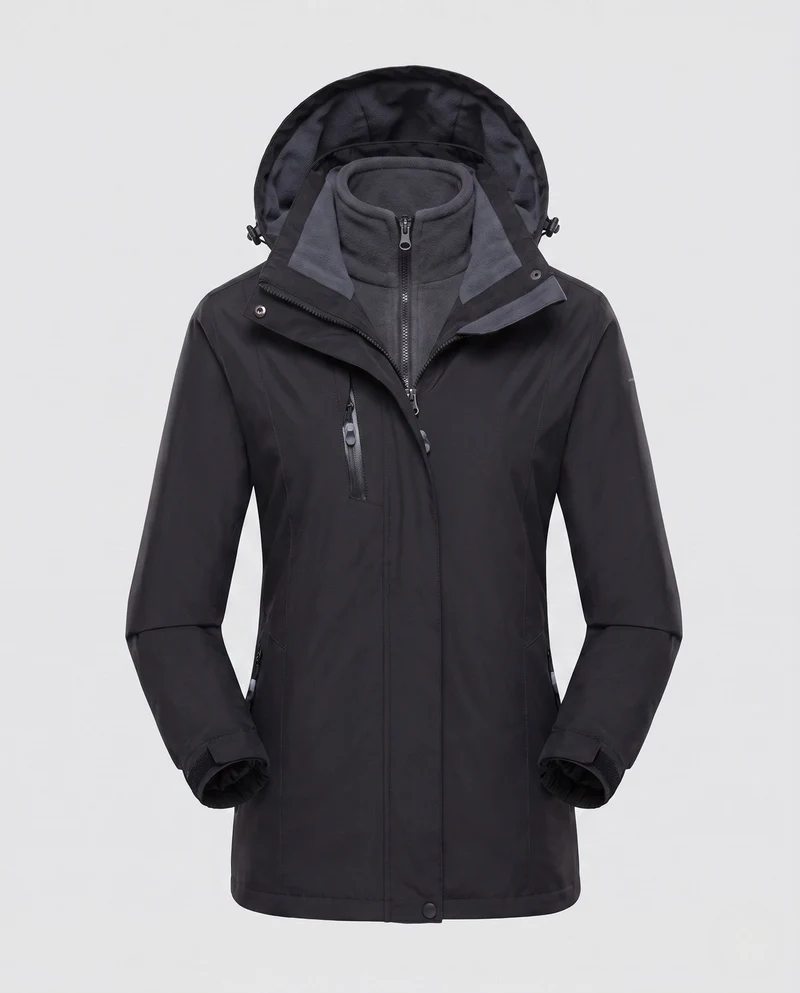 Damen Softshell-Parka mit herausnehmbarer Fleece-Innenjacke und verstellbarer Kapuze Nord Taschen